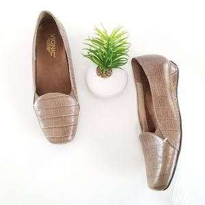 VIONIC Dolores Loafers Taupe Croco Print Flats